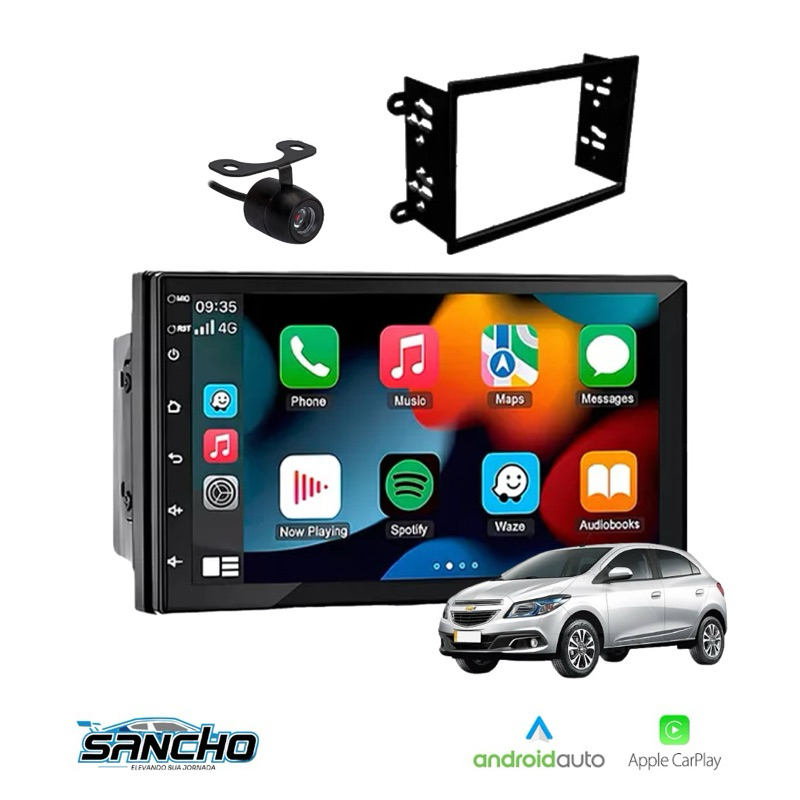 Central Multimidia Android GPS Wifi Onix Prisma Spin Cobalt + Moldura + Camera de ré