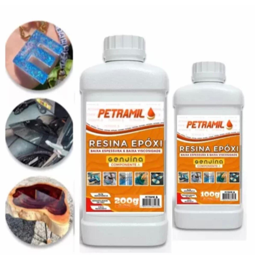 Resina Epóxi Petramil 150 Gramas. Resina de Baixa espessura cristal. Indicada p/artesanatos. em Oferta na Shopee