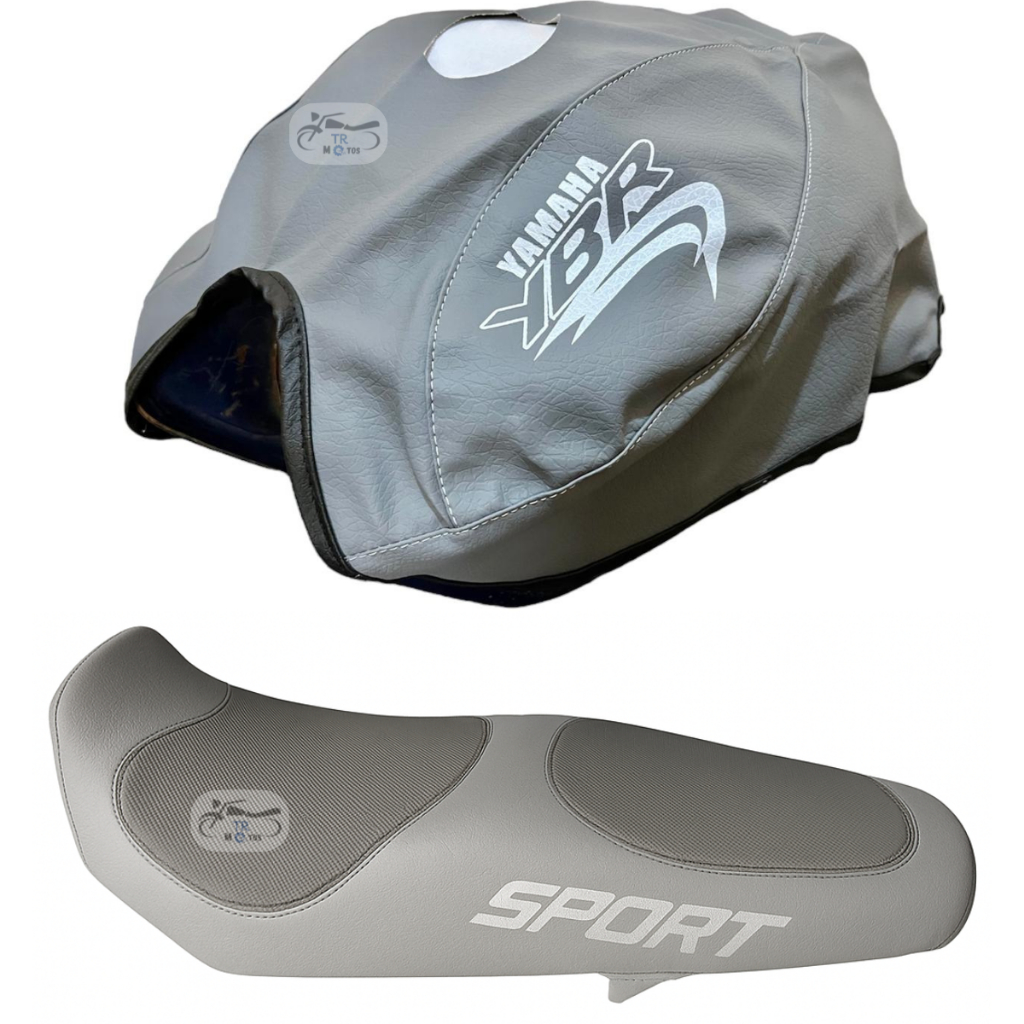 Capa Tanque + Capa Banco Sport Ybr 125 2000/2001/2002/2003/2004/2005/2006/20007/2008 Cinza Prata