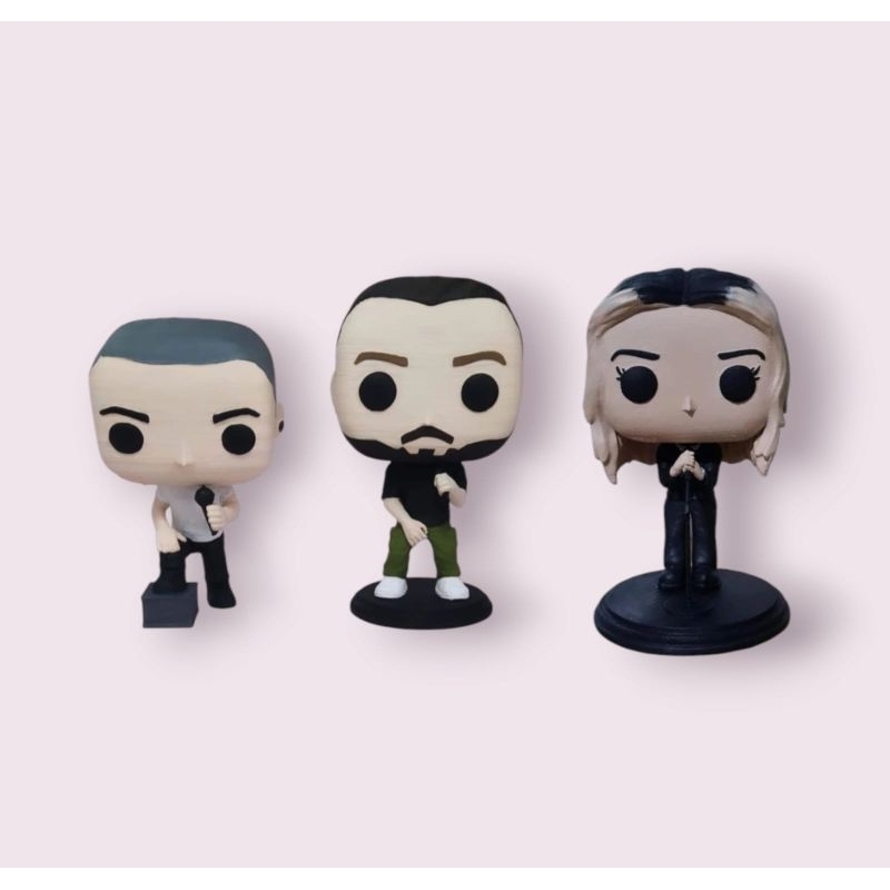 Kit 3 Bonecos Personalizados Chester Bennington Mike Shinoda Emily Armstrong Linkin Park Colecionáveis Geek Nerd