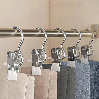 Kit Cabide Metal Com Prendedor Clip Para Pendurar Calça Armário Presilha Roupas Gancho Giratório