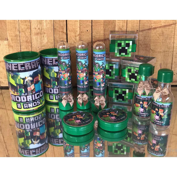 kit festa  50 Itens personalizados Minecraft -  fazemos todos os temas