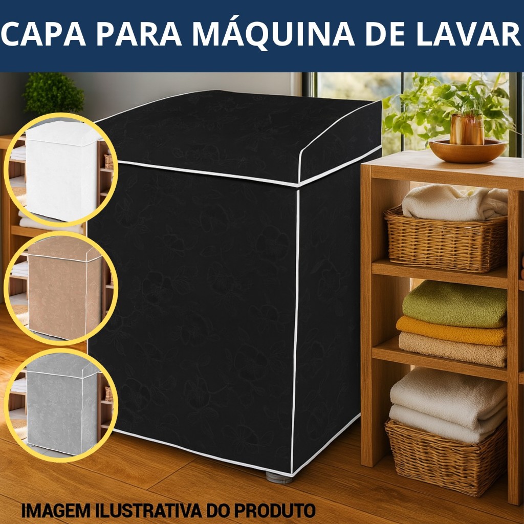 Capa de Maquina de Lavar Reforçada Couronil Floral Brastemp Consul Electrolux 4kg até 16kg - Envio Imediato