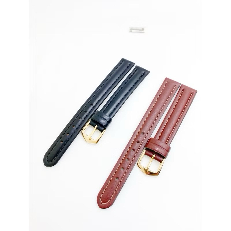 kit Pulseiras para Relógio Couro Preta/Marrom 12mm  Fivela Dourada +Pinos em Oferta na Shopee