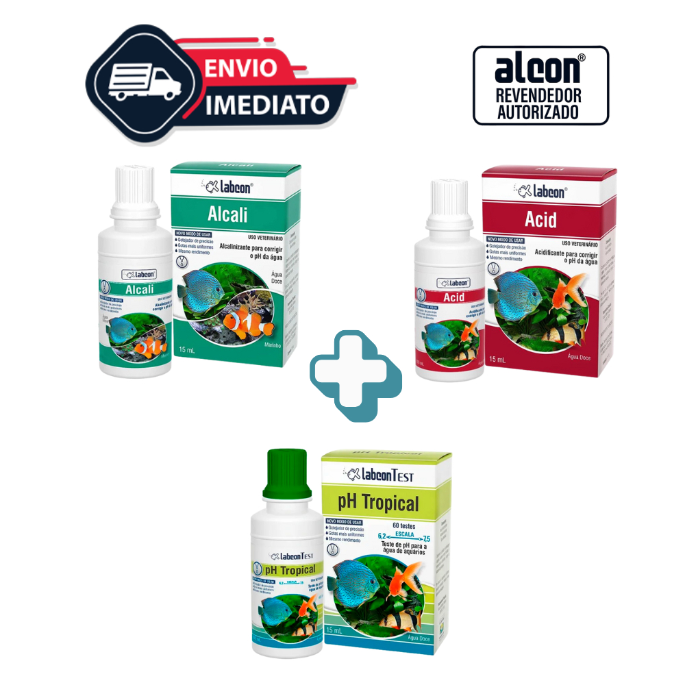 Kit para Aquário de Peixes - Teste PH Tropical + Labcon Alcali + Labcon Acid 15ml Alcon em Oferta na Shopee