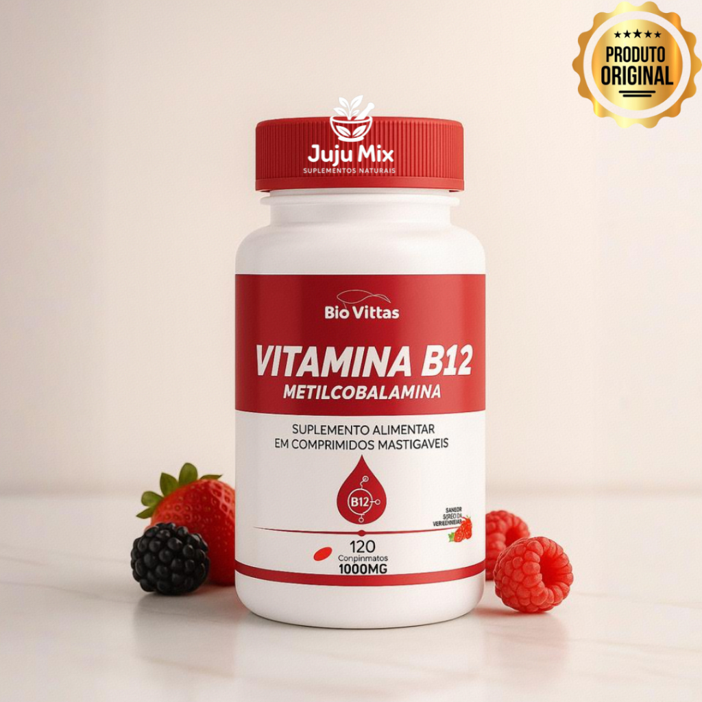 Vitamina B12 Metilcobalamina  60 e 120 Comprimido Mastigável/Sublingual  Bio Vittas Energia Saúde