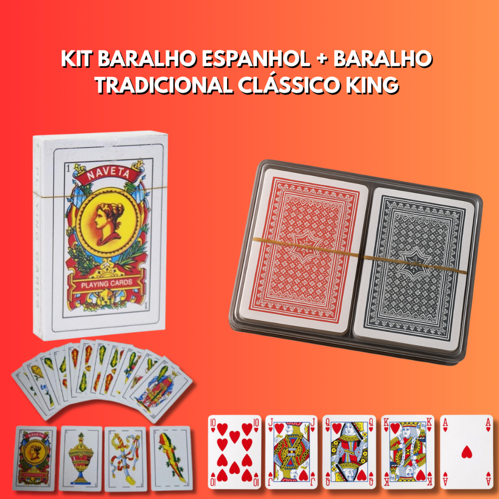 Kit Baralho Espanhol Truco + Baralho Plastificado Tradicional Copag Pôquer Pifê 21 Canastra Cartas em Oferta na Shopee