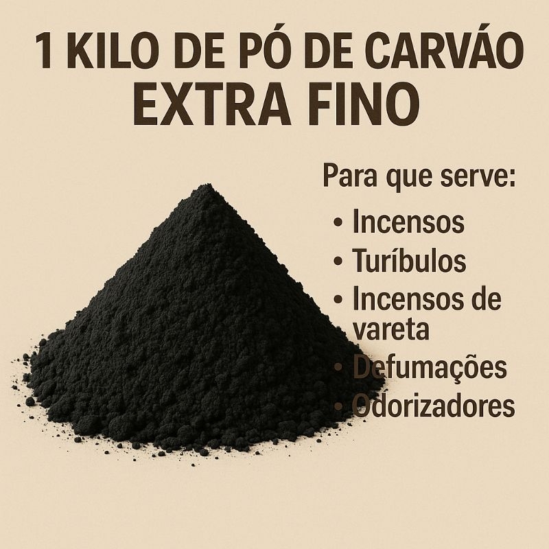 Imagem 1KG DE CARVÃO EM PÓ NATURAL EXTRA FINO PARA INCENSO DE VARETA TURIBULOS OU INCENSARIOS
