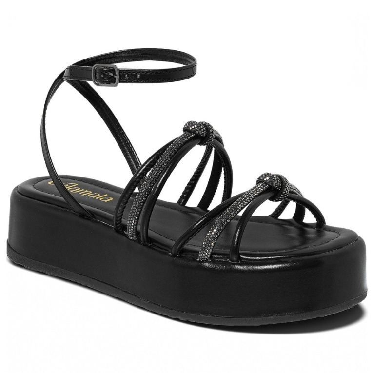 Papete Feminina Flatform Strass Casual Super Confortável