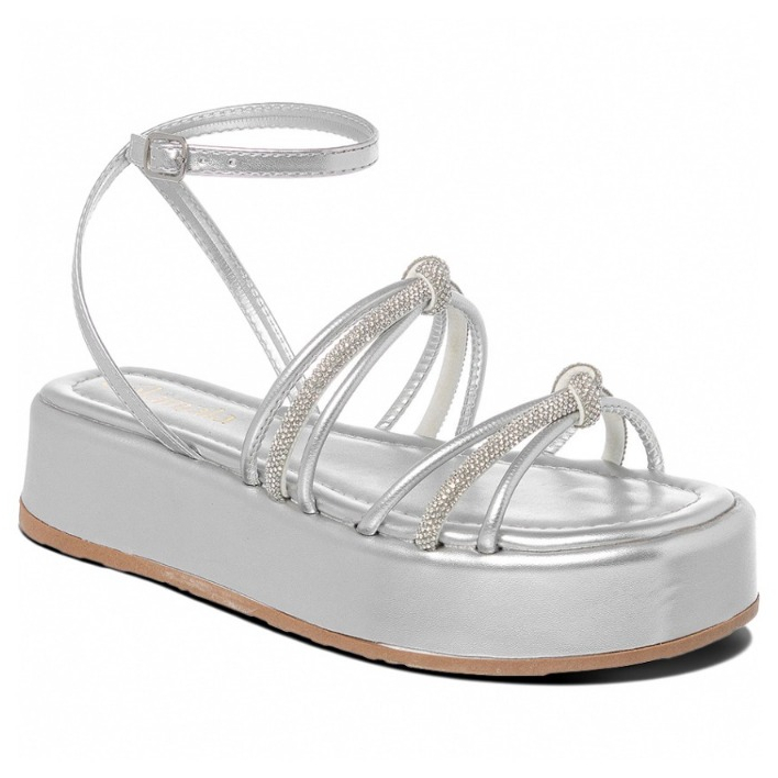 Sandália Strass Flatform com Brilho Papete Flat Feminina Leve Confortável Anabela