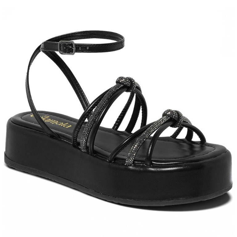 Flatform Strass Sandália Feminina Casual Flat Papete Sandália Confortável Calamata