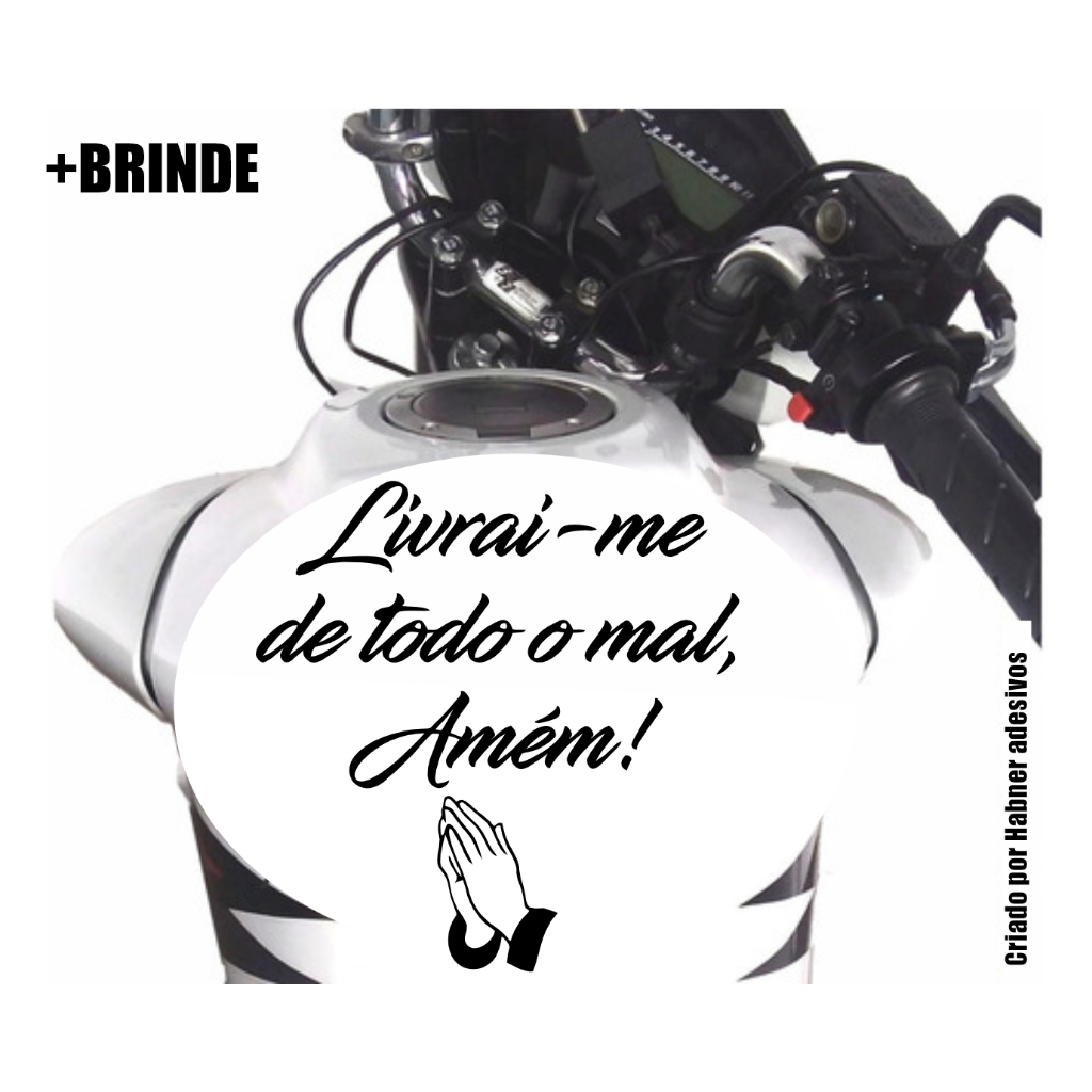 Adesivo Frase para Tanque de moto Bag Caminhão livrai me de todo mal amém