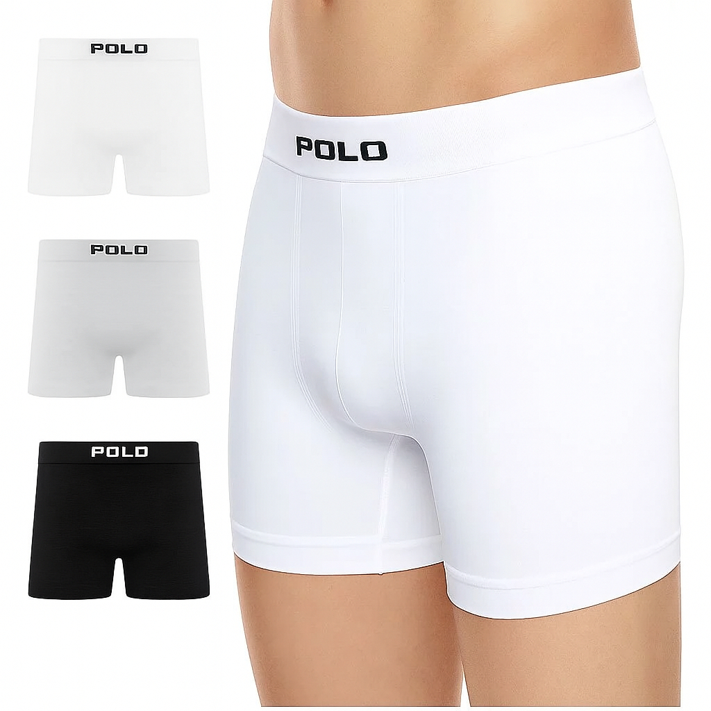 Kit com 3 Cuecas Boxer Microfibra Leve Poliamida Alta Elasticidade Confortável Box Polo Star
