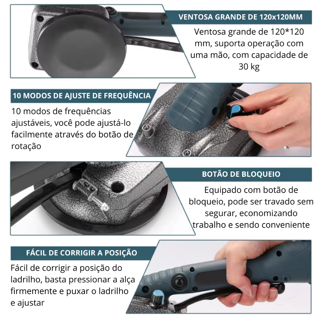 Máquina Vibratória Assentar Porcelanato Piso 2 Baterias 12v