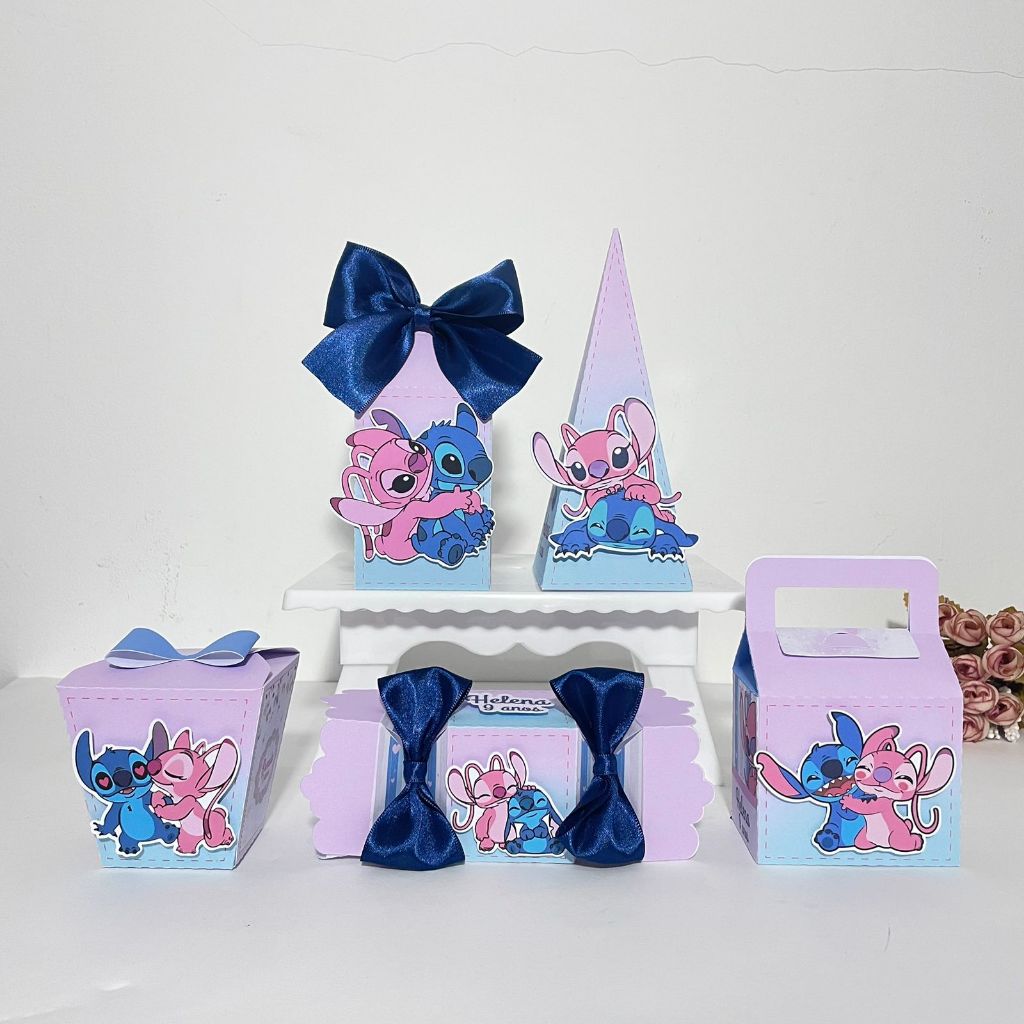 Kit Festa - 30 Lembrancinhas personalizada Angel e Stitch - Caixinhas Personalizadas - Papelaria