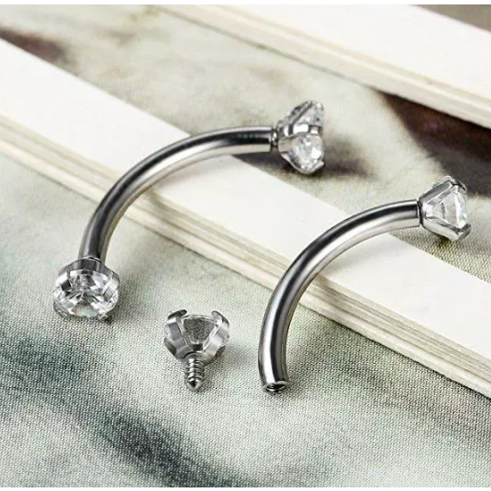 Kit 2/6/12 Piercing Microbell Curvo Zircônia Redonda Aço Tragus,Sobrancelha em Oferta na Shopee