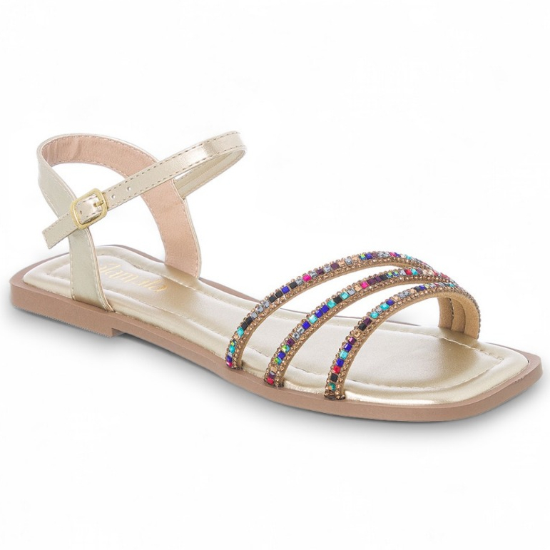 Sandália Feminina Com Strass Casual Super Macia Lançamento
