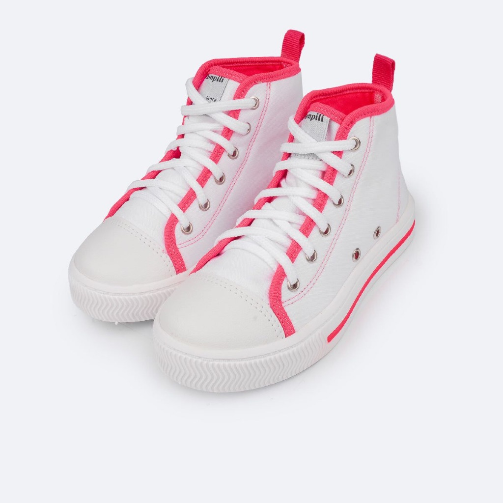 Tênis Cano Médio Pampili Easy Branco e Neon