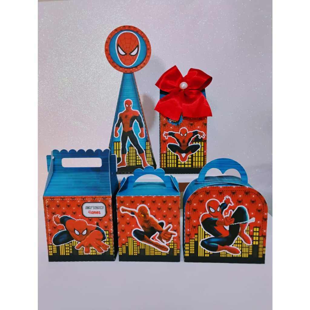 PEGUE E MONTE - Kit Festa Personalizados Homem Aranha Lembrancinhas Caixinhas para festa Anivesário