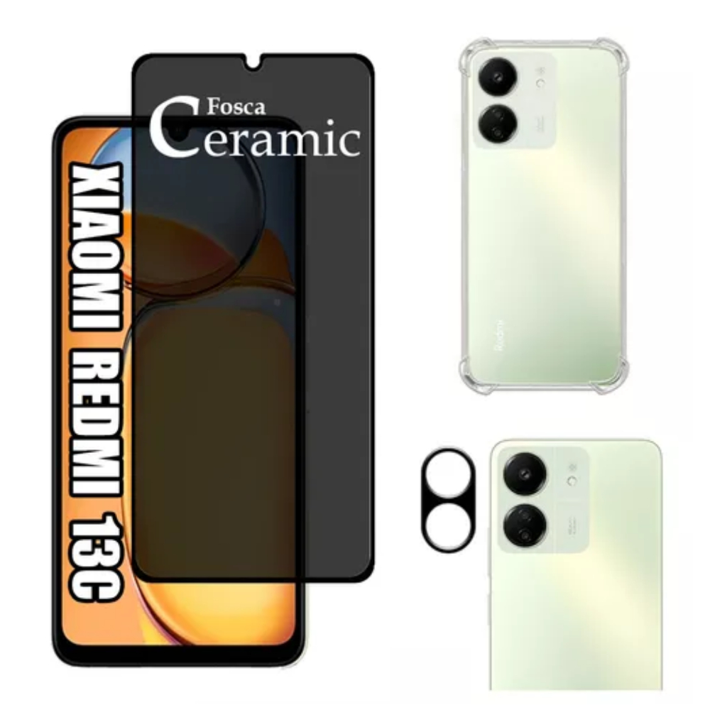 Película Fosca Privativa Xiaomi Redmi 13C + Capa Capinha Anti Shock + Câmera em Oferta na Shopee