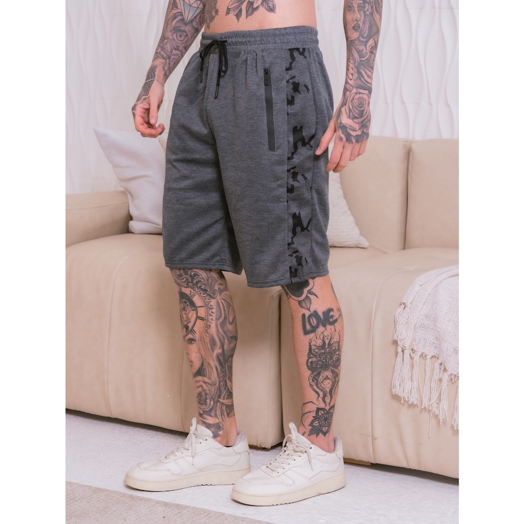 Bermudas Moletom Masculino Com Elastano, COM Bolsos Com Zíper — imagem 2 de 2