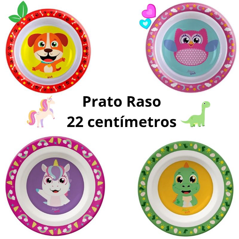 Prato Infantil Bebê Refeição Melamina Bichinhos Art House - 22cm em Oferta na Shopee