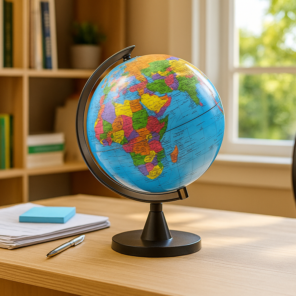 Globo Terrestre Político Mapa Mundi 8cm Giratorio em Português Decoração de Quarto