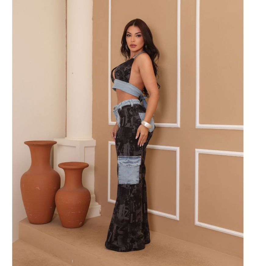 Conjunto de Moleton e jeans Estilizado