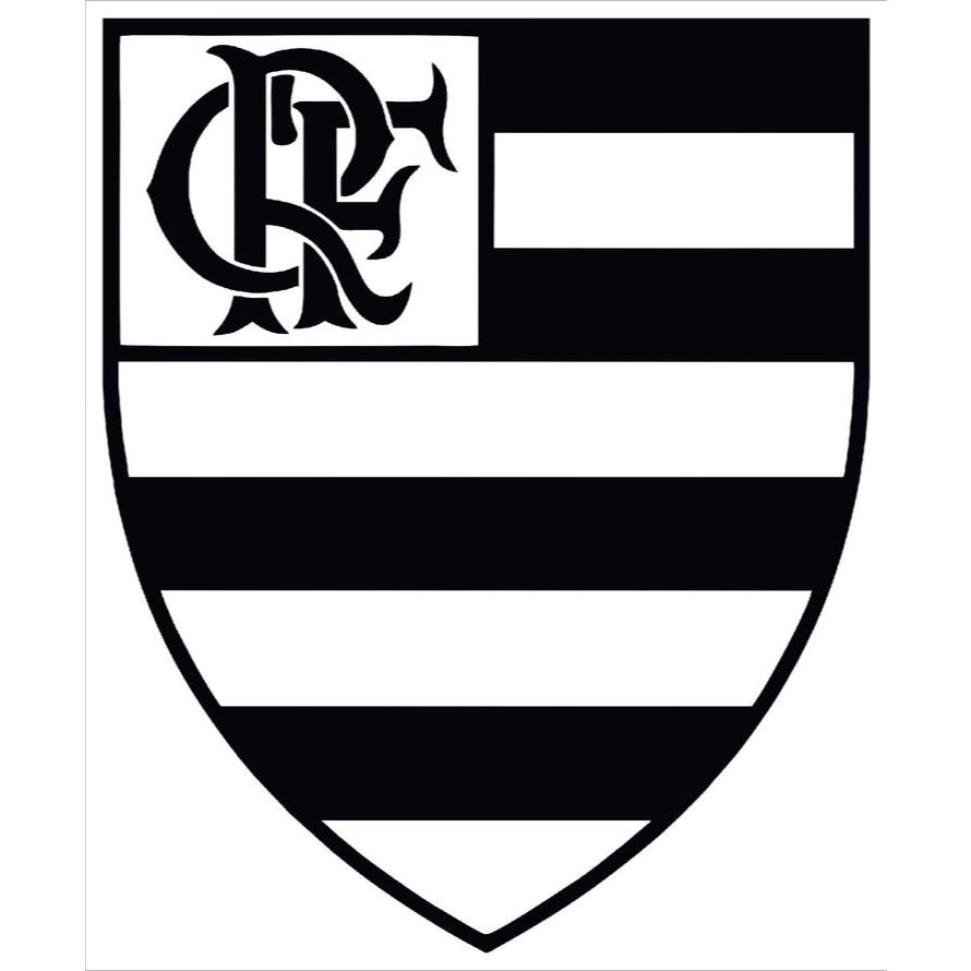Adesivo Sticker do FLAMENG - Adesivo Preto e Branco - Escudo Brilhante - Tamanho Grande