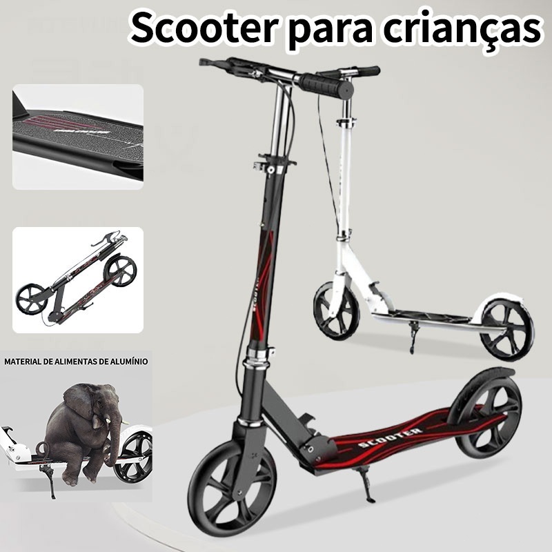 Patinete Para Jovens E Adultos 2 Rodas Suporta 100kg Leve e Dobrável Ajustável