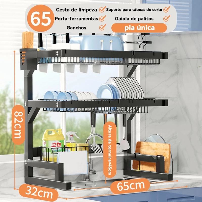 Cozinha Escorredor De Louça Suspenso Bancada Autossustentável 65cm