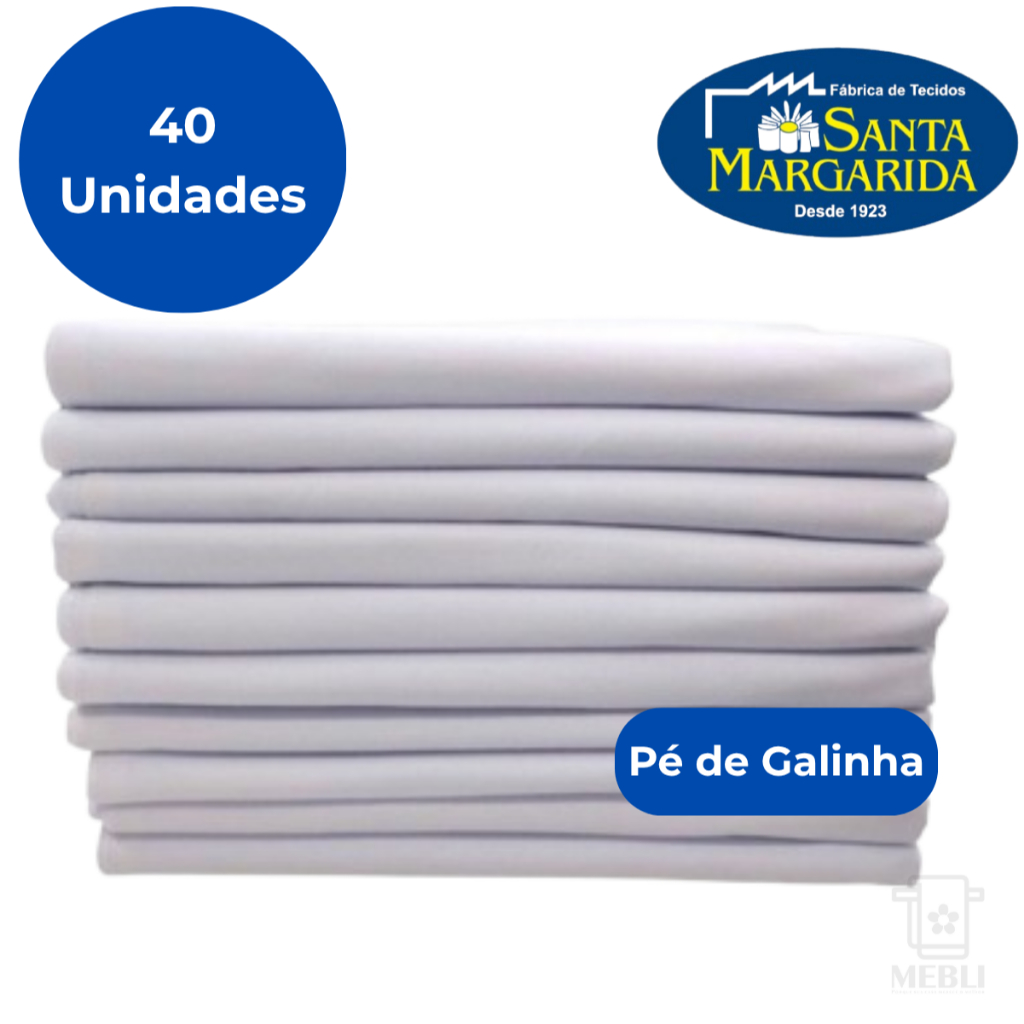 Pano de Prato Pé de Galinha Santa Margarida Oferta Liso Grande Grosso Branco Kit 40 Unidades Oferta