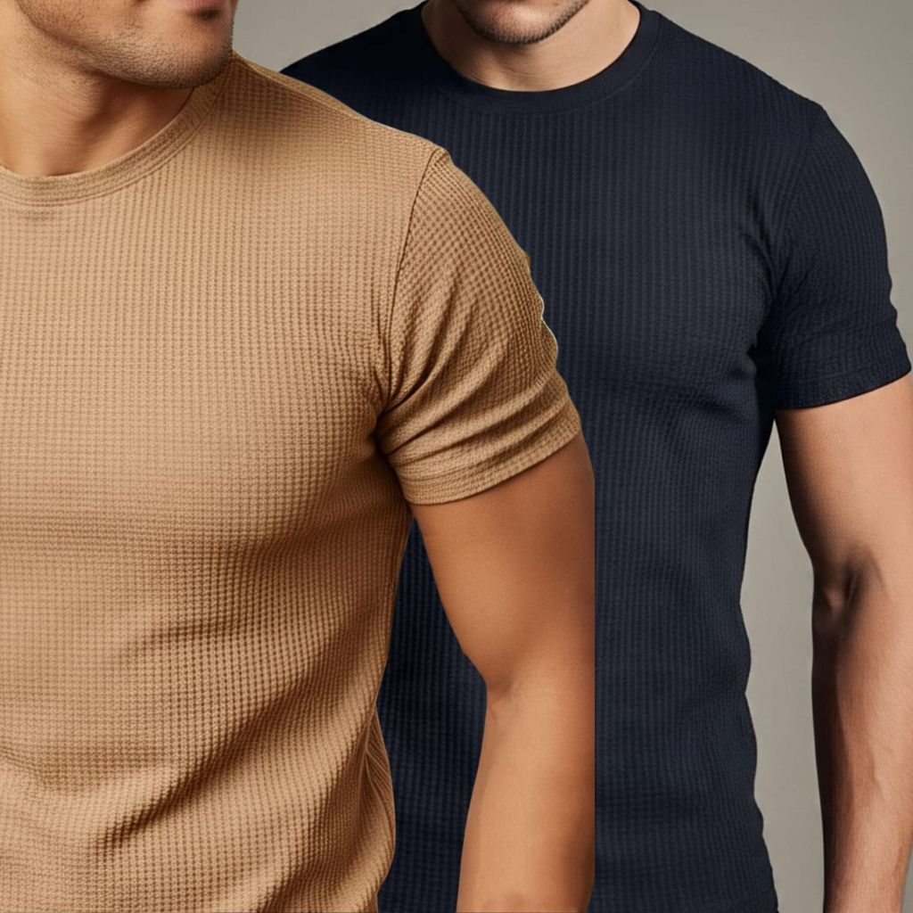 Kit 2 Camiseta Texturizada Casual Básica Reta Texturizada Malha Premium em Oferta na Shopee