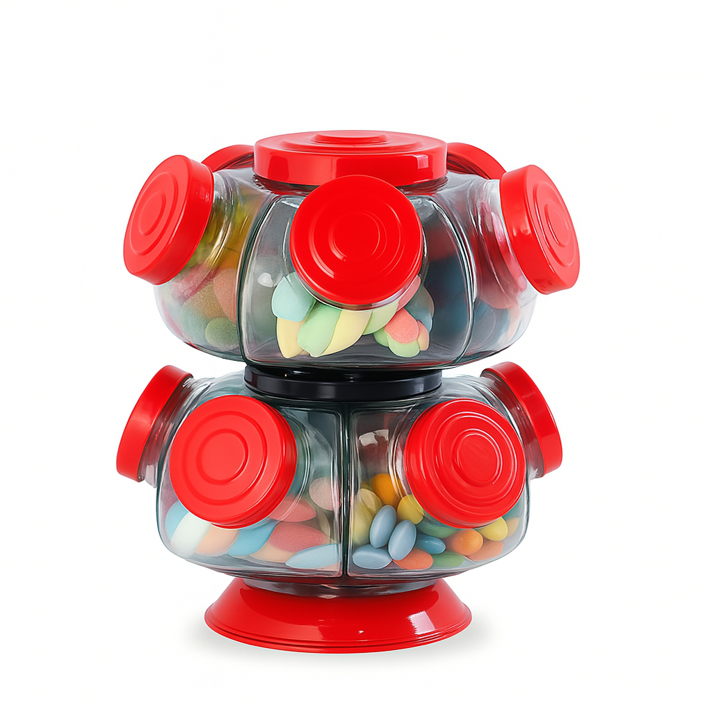 Baleiro Duplo De Vidro Giratório Bomboniere Antigo 2500ml - Vermelho em Oferta na Shopee