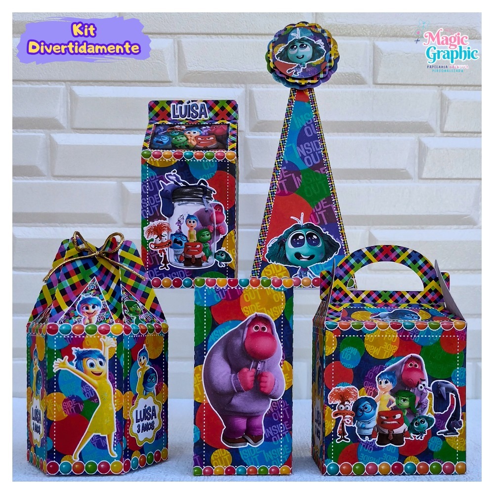 Kit Festa Divertidamente Caixinha Personalizada Lembrancinha para Festa PEGUE E MONTE
