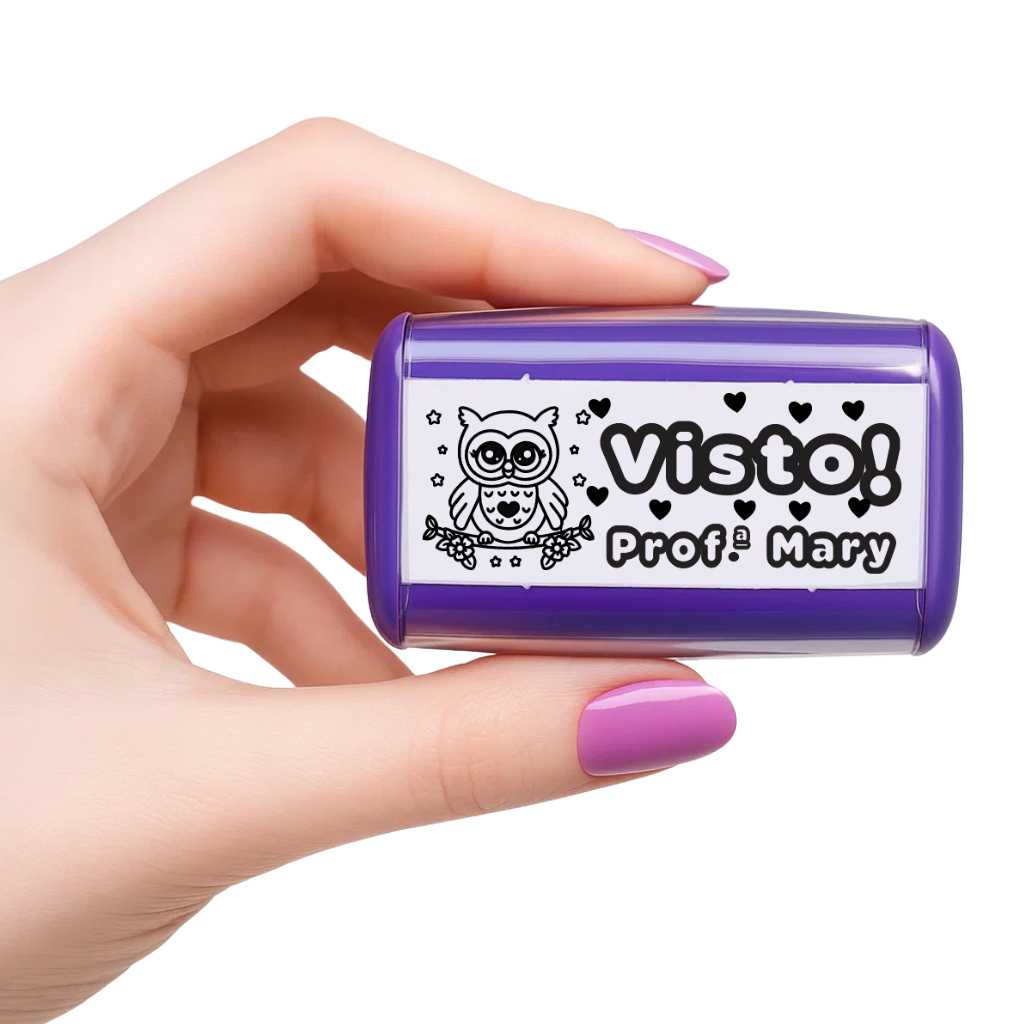 Carimbo Visto Corujinha Personalizado | Carimbo para professores | Carimbo Personalizado Professores