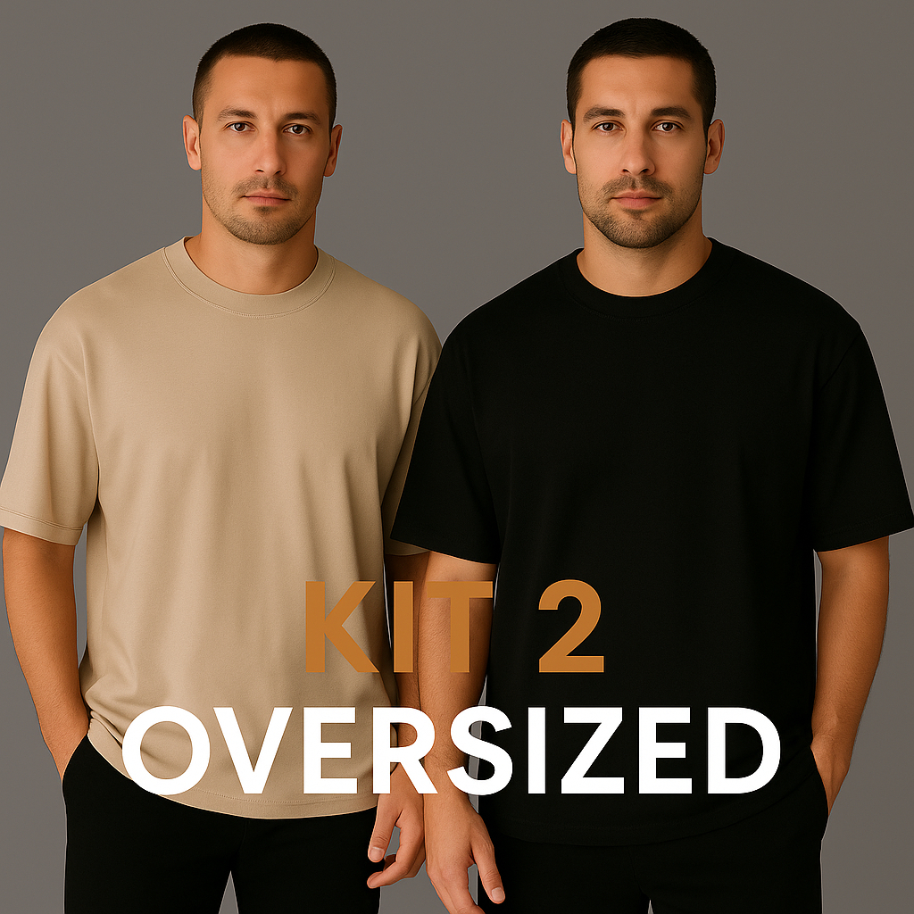 Kit 2 Camiseta Lisas Oversized Masculina Streetwear