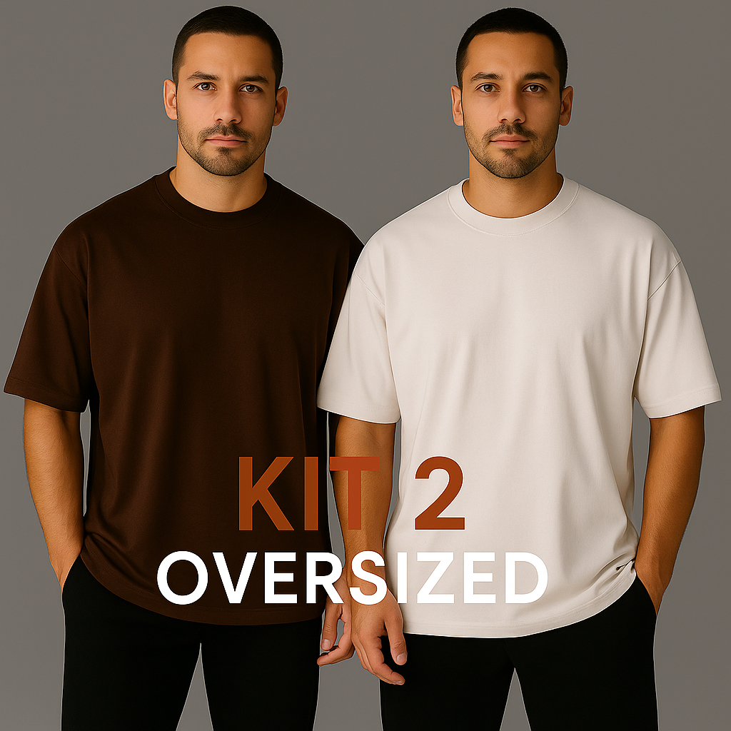 Kit 2 Camisetas Lisas Oversized Streetwear 100% Algodão Ideial com calça e bermuda jeans