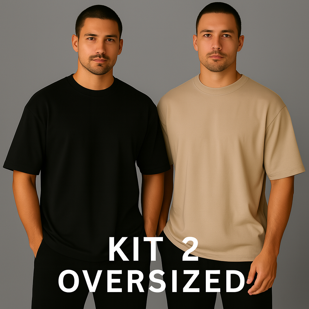 Kit 2 Camiseta Oversized Masculina Lisa Básica