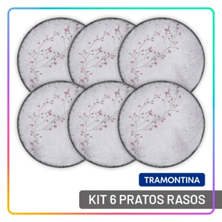 Jogo de Pratos Rasos Tramontina 25 cm Floralis Porcelana Decorada Conjunto de Pratos 6 Peças em Oferta na Shopee