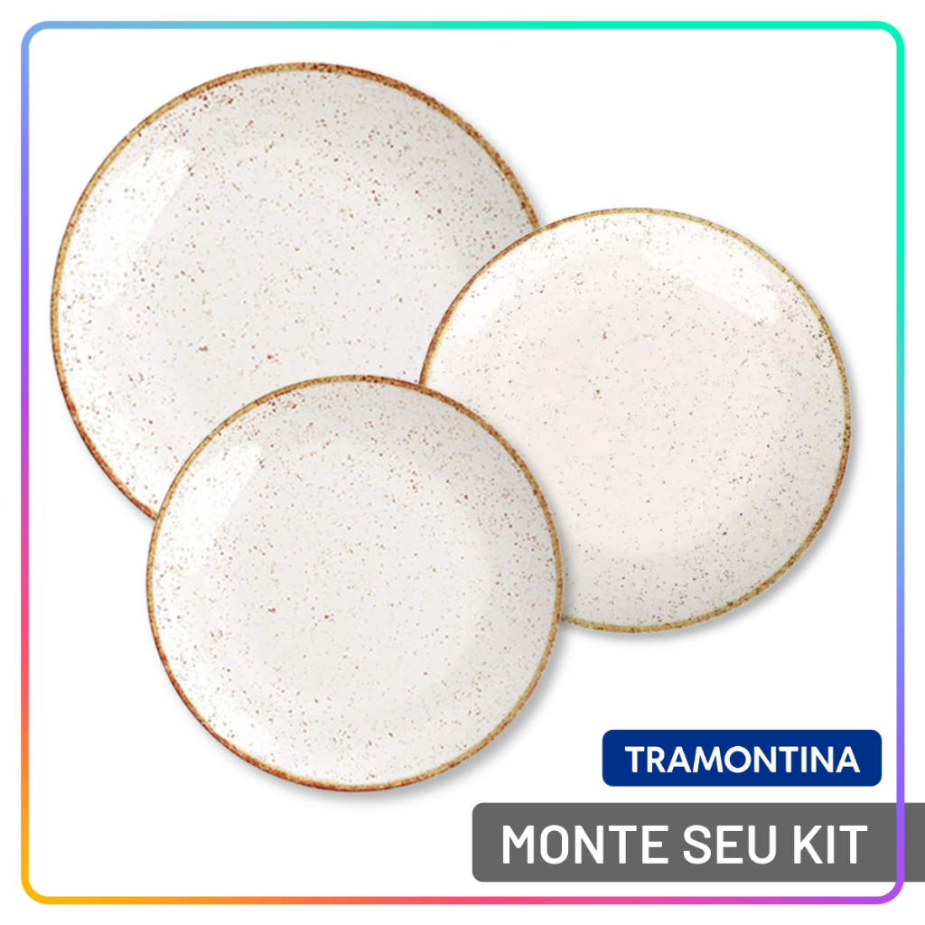 Jogo de Pratos Jantar Rústico Marrom Tramontina Porcelana Conjunto de Pratos Raso, Prato Fundo e Sobremesa Opções de Kit em Oferta na Shopee