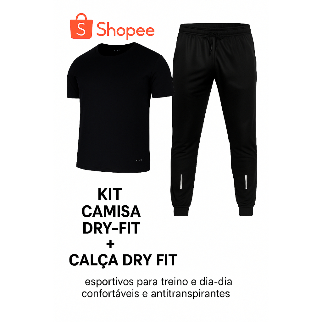 Calça e Camiseta Kit 2 Peças Masculinas Dry-fit para Academia