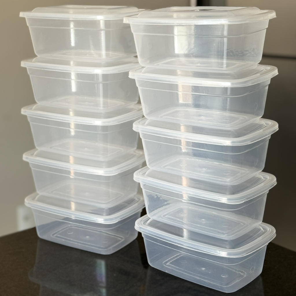 Imagem Kit 10 Potes 1 Litro Transparente Freezer Micro-ondas Marmita Fitness Kit Pote Mantimentos