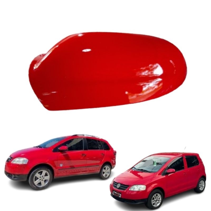 Capa Retrovisor Volkswagen Fox e Space Fox Original Metagal 2003 a 2009 Lado Motorista Vermelho