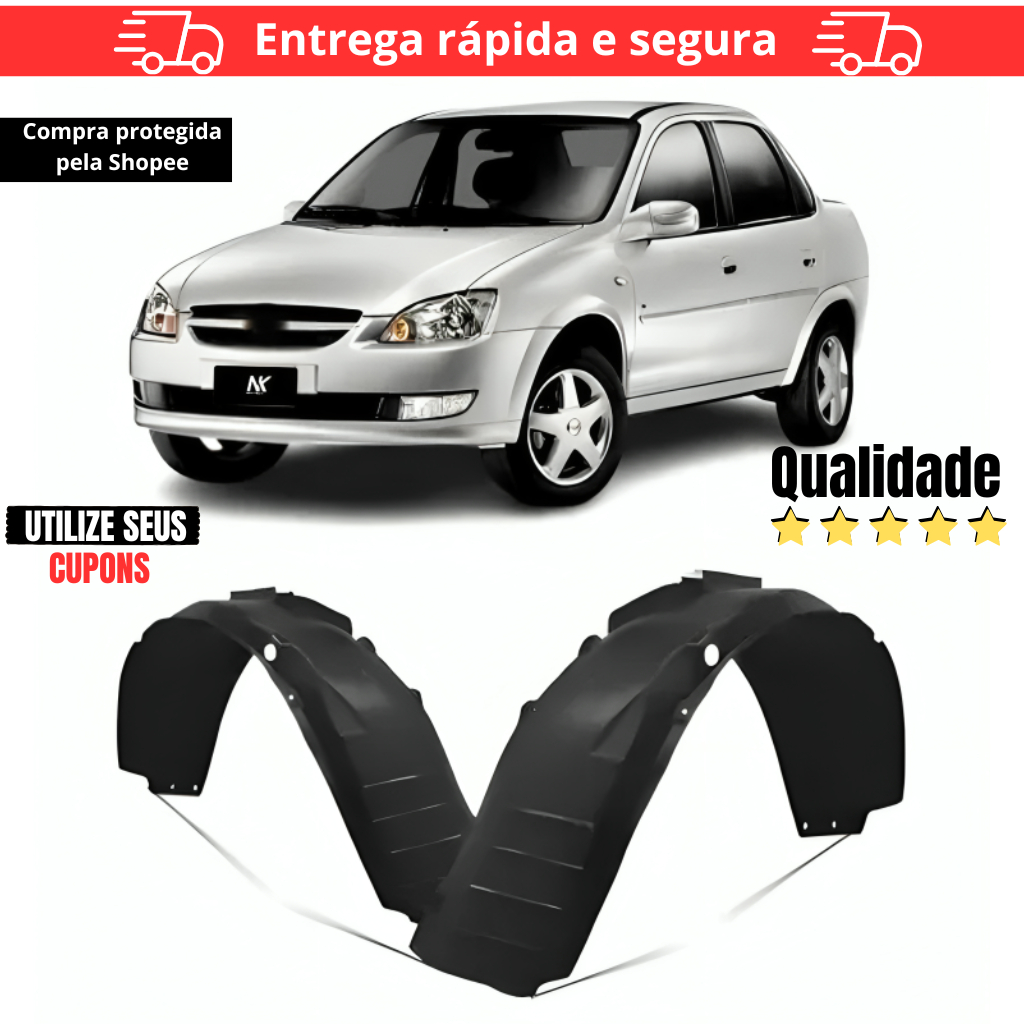 Par/Un Parabarro Dianteiro Corsa Classic 2011 2012 2013 á 2016 Casca Ovo Bate Pedra Asa Urubu Novo