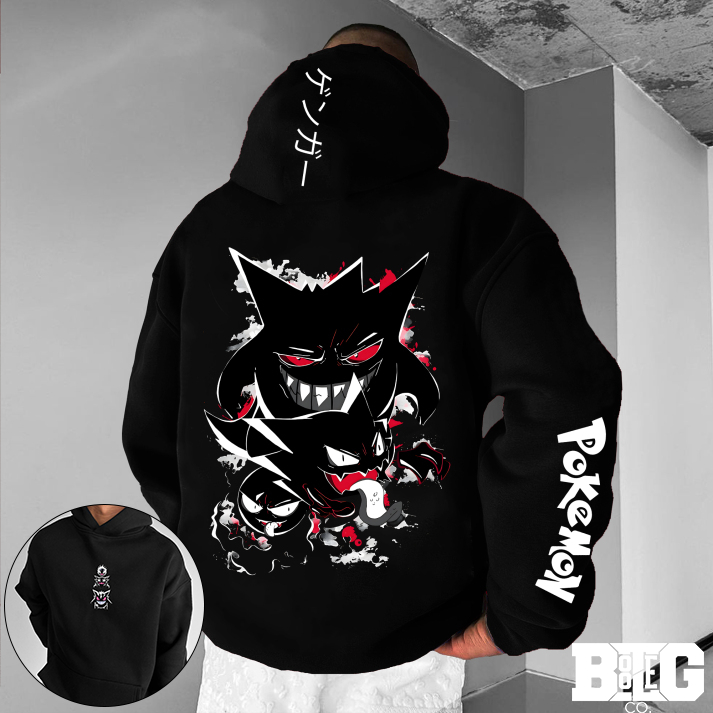 Blusa Moletom Canguru fantasma Gastly Gengar haunter Pokemon  Feminino Masculino Flanelado Unissex Inverno Algodao