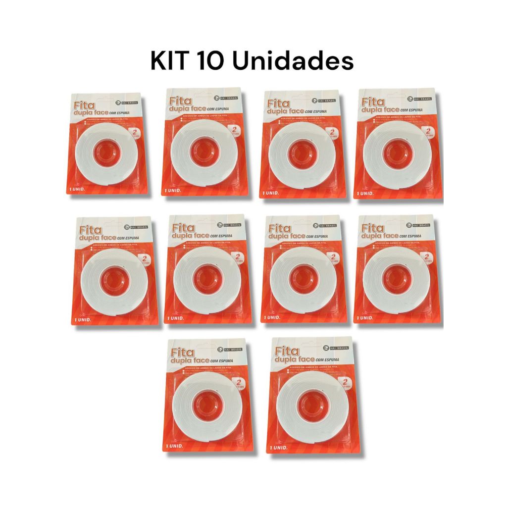Kit 10 Fita Dupla Face Espuma 2m em Oferta na Shopee