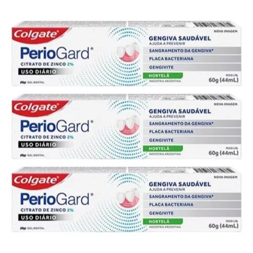 Kit 3 Pasta de Dente Colgate PerioGard Hortelã 60g – Hálito Refrescante e Higiene Bucal Avançada