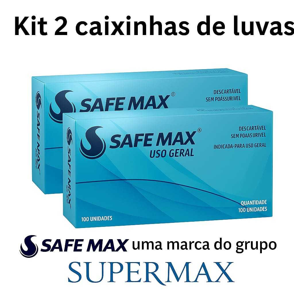 Kit Com 2 Caixas Luva Nitrílica Azul Sem Pó Descartável C/200 Unidades