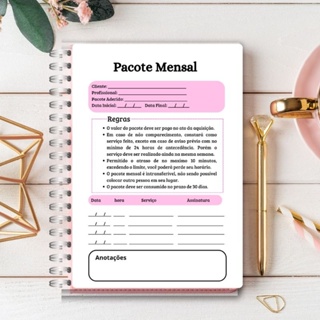 agenda para Pacote de serviço mensal , Nail designer, salão de beleza , etc - com 100 paginas em Oferta na Shopee